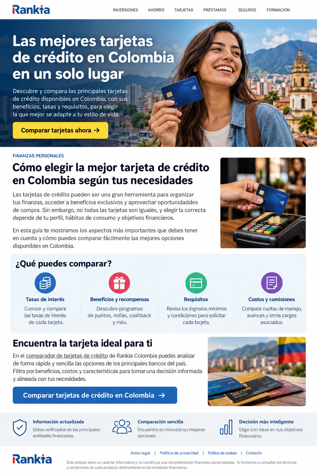 Guía visual sobre tarjetas de crédito en Colombia